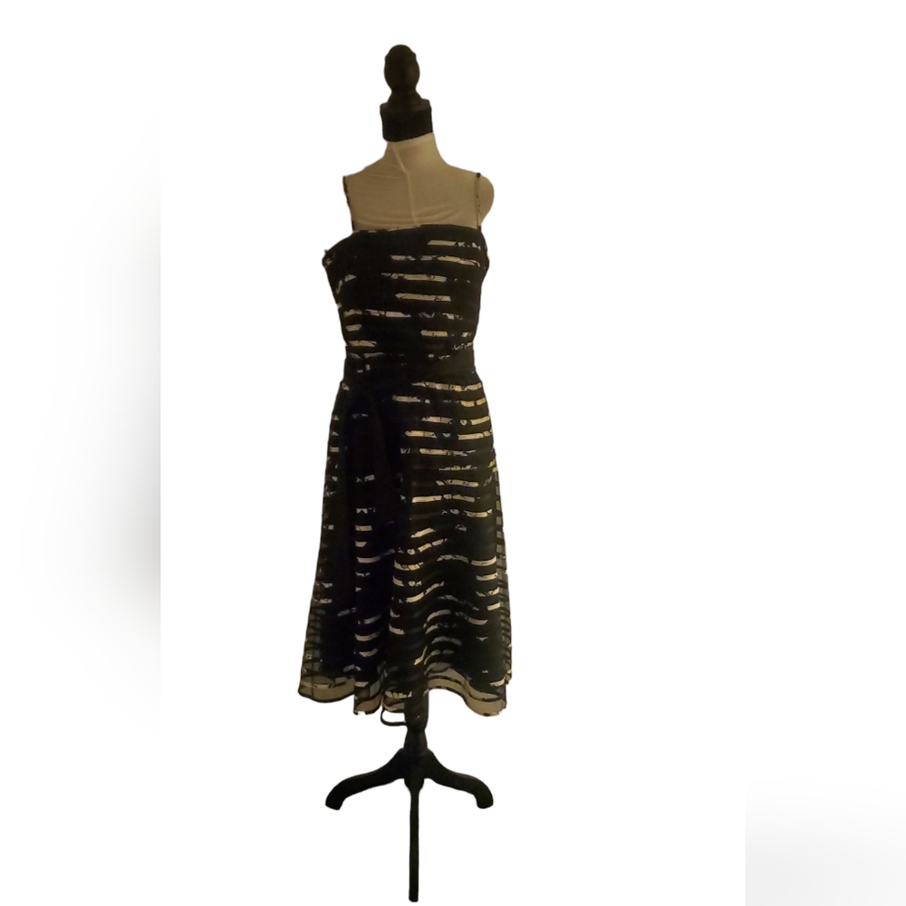 JS Collections Black & White Striped Formal Dress *NWOT*